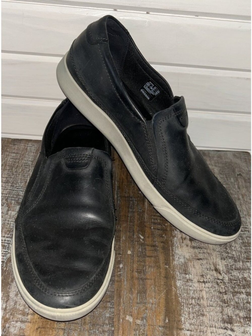 ECCO Shoes Mens Sz 10 44 Cathum Casual Comfort Slip On Loafer Black Leather